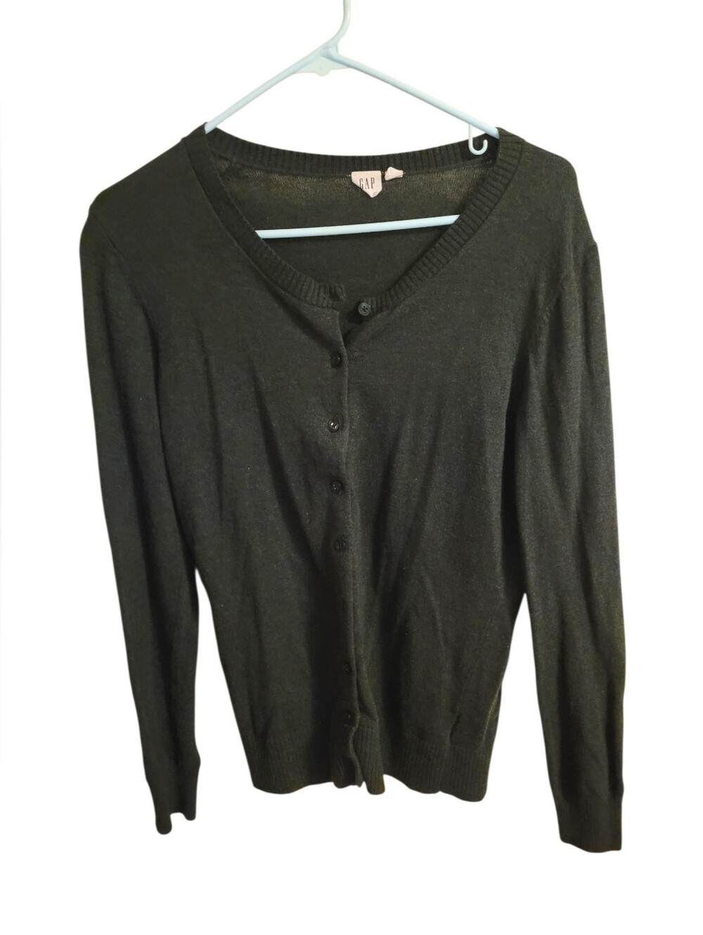 GAP Women's Olive Heather Slim Knit Cardigan Sweater Size M